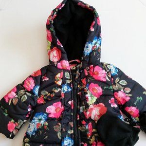 Rothschild Floral Roses Baby Girl Puffer Jacket NW